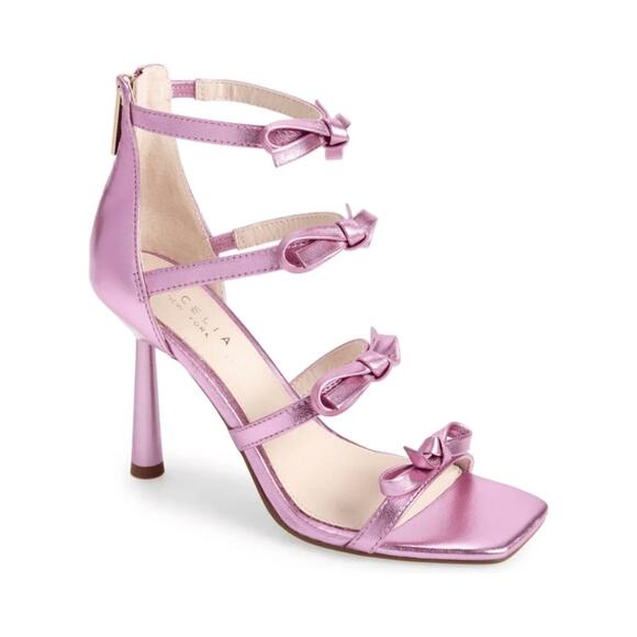 Cecelia Bower Pink Bow Sandal Heels - Picture 1 of 7